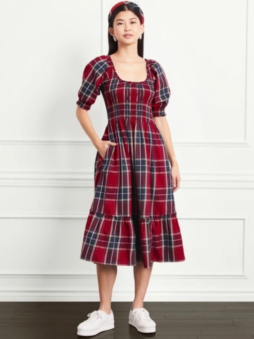 Hill House Louisa Nap Dress in Red Tartan